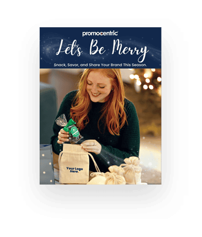 Happy woman opening branded gift from PromoCentric